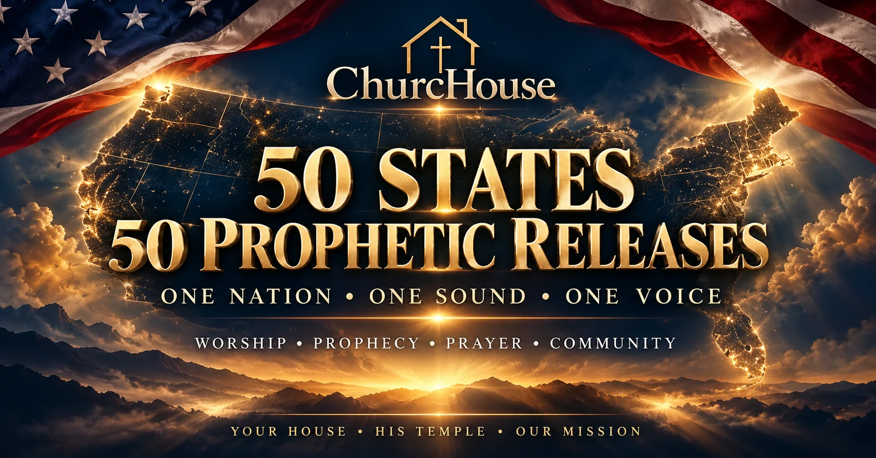 50 States, 50 Prophetic Releases. One nation, one sound, one voice. Worship, prophecy, prayer, community.